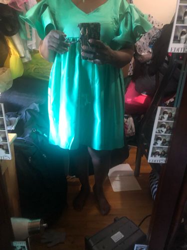 Customer photo review of Solid Color Feminine Ruffle Mini Dress