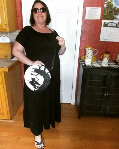 Customer photo review of FINAL SALE - Sleepy Hollow Headless Horseman Crossbody Bag in Black and White