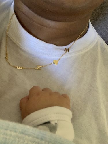 Customer photo review of Sideways Initial Letter Solid Heart Necklace