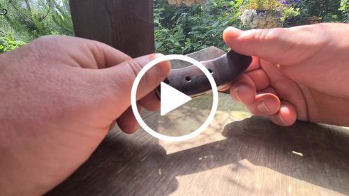 Customer video review of #2 Variant - EDC Damascus Rosewood Folding Seax