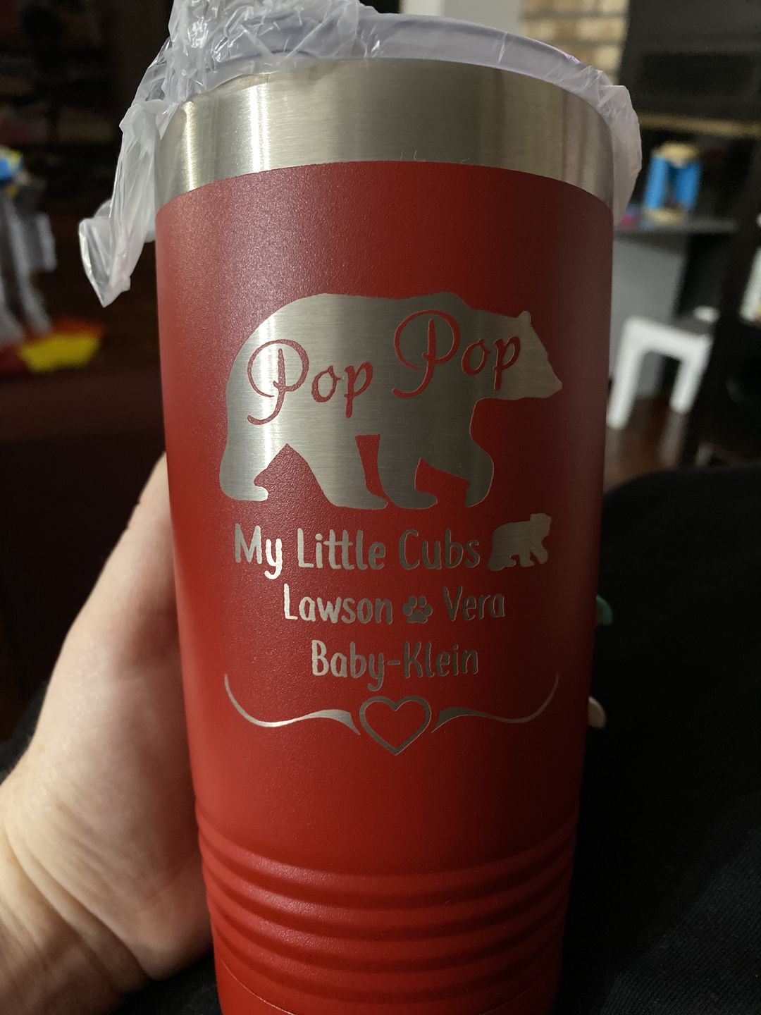 Customer photo review of Grandparents Bear (CUSTOM) With Names Engraved Tumblers