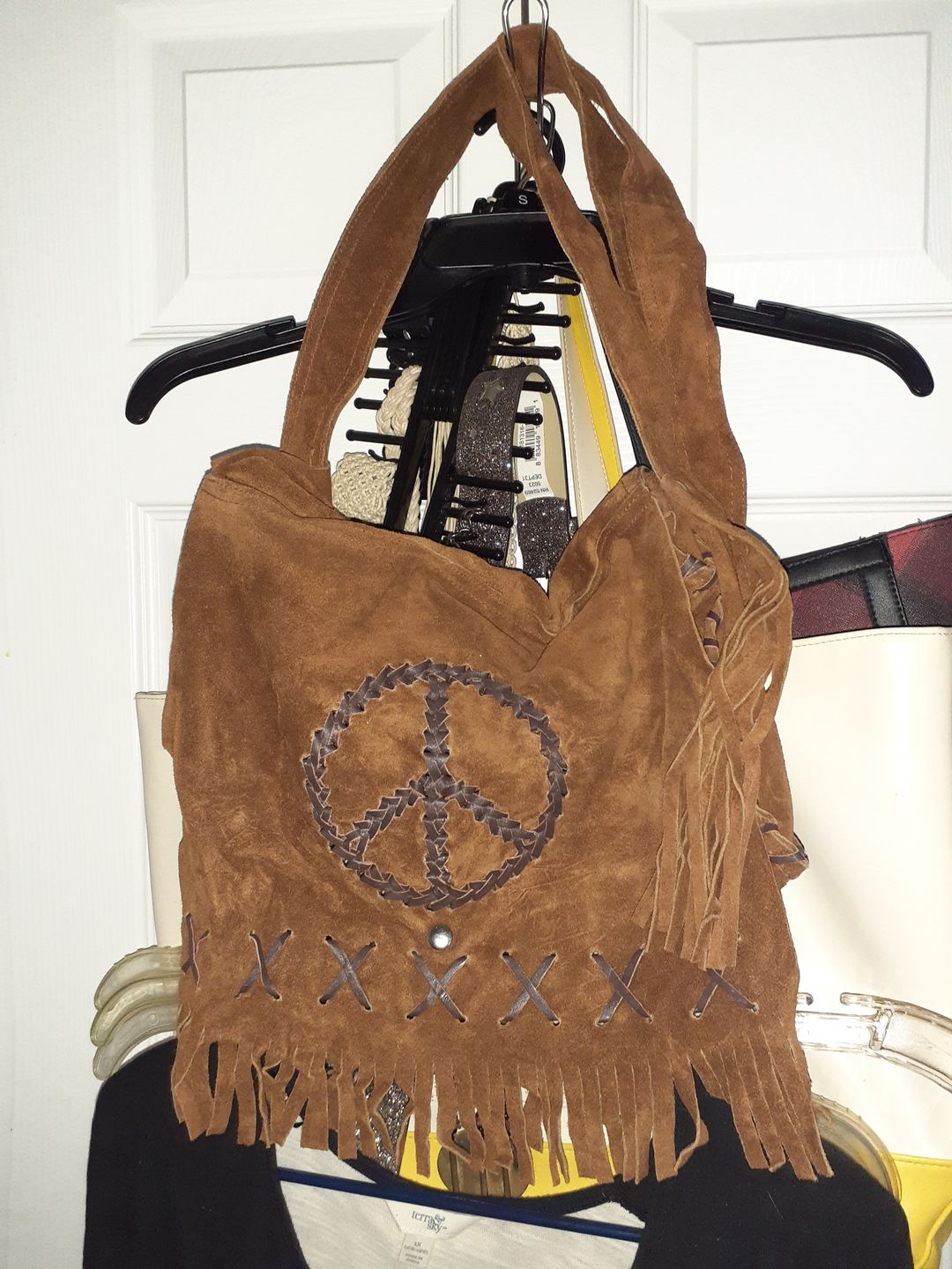 Customer photo review of Peace Fringe Leather Shoulder Bag