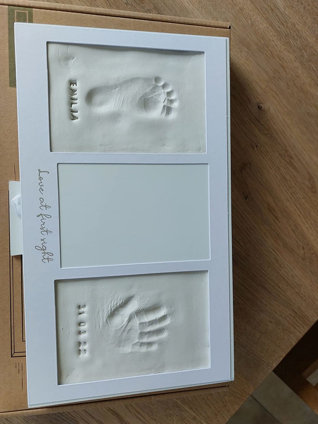 Customer photo review of Baby Handprint & Footprint Keepsake Duo Frame
