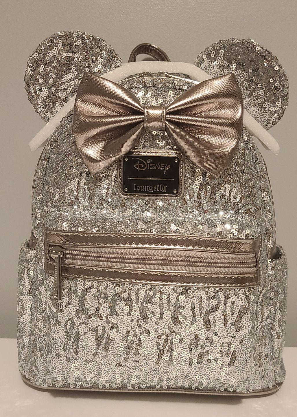 Customer photo review of 707 Street Exclusive - Loungefly Disney Minnie Mouse Silver Sequin Mini Backpack - June Preorder