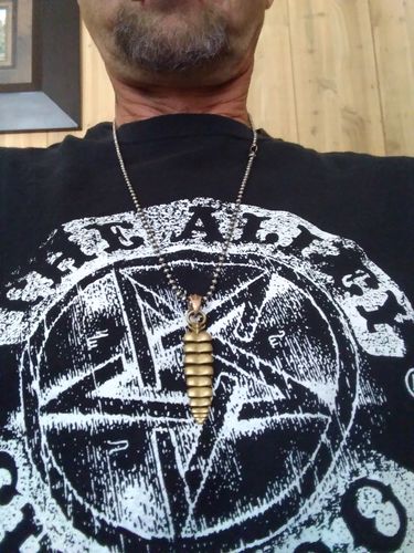 Customer photo review of Brass Rattlesnake Tail Pendant
