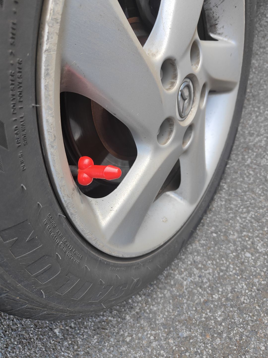 Customer photo review of Rooster Shaped Valve Stem Cap 🐓🧢 - TireCockz Prank (4 Pack!)