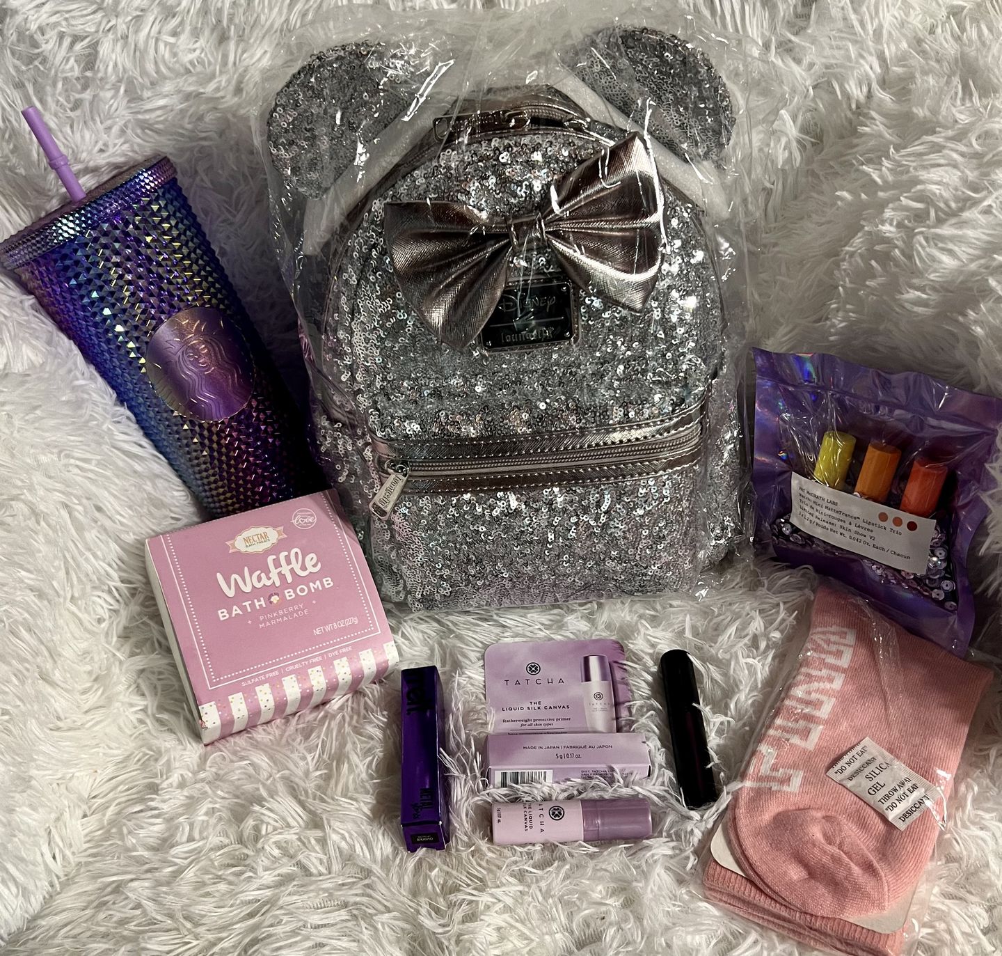 Customer photo review of 707 Street Exclusive - Disney Minnie Mouse Silver Sequin Mini Backpack - June Preorder
