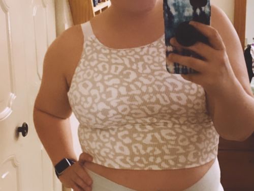 Customer photo review of Adventurer Top | Sage Leopard Print