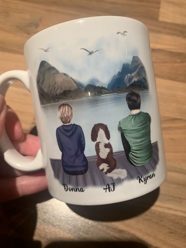 Customer photo review of Couple & Dogs -You me and the dog Personalised Mug