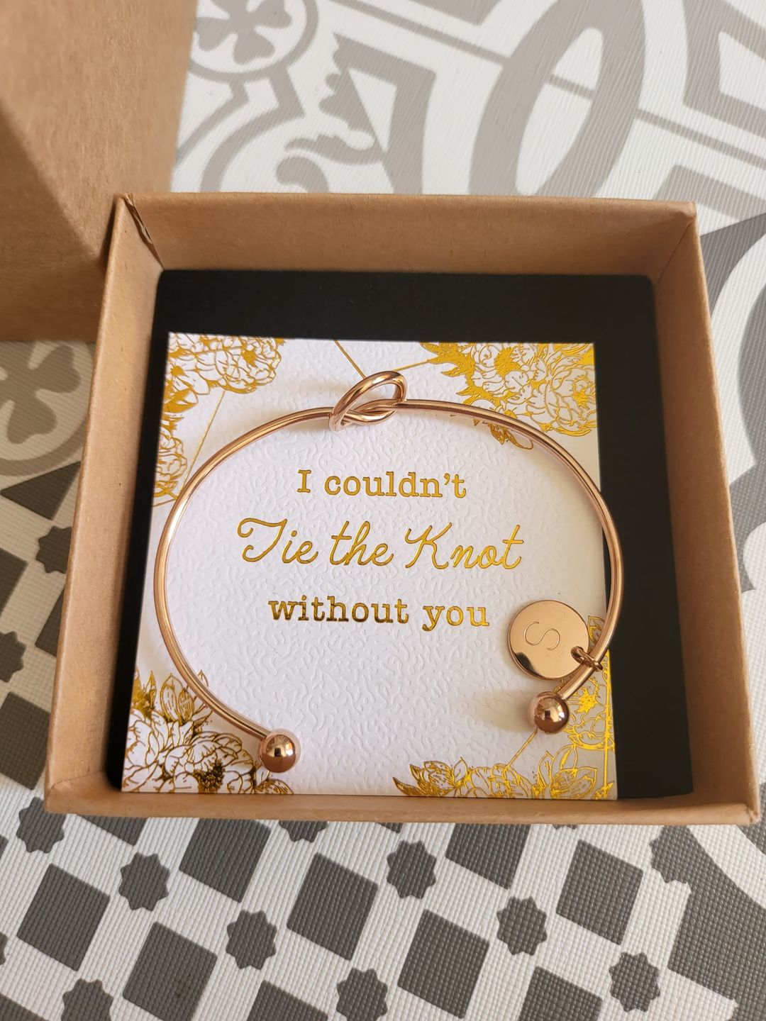 Customer photo review of AC Coin Initial Bangle Bracelet