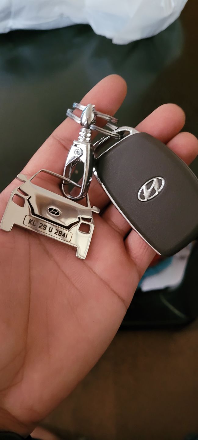 Customer photo review of Personalised Number Plate Car Keychain