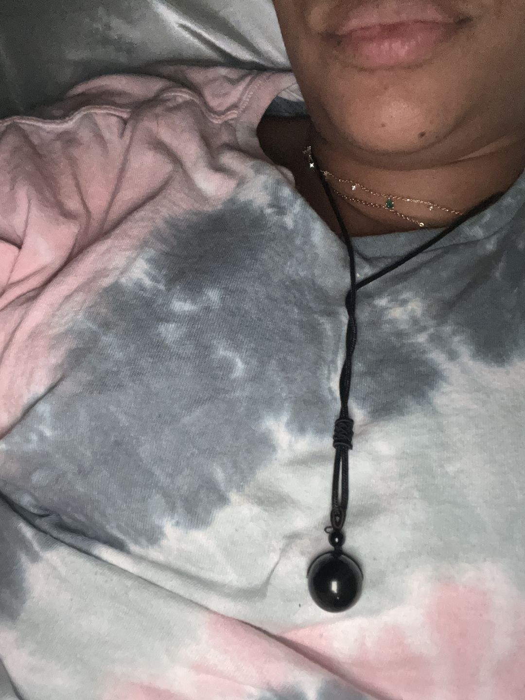 Customer photo review of Obsidian Stone Necklace