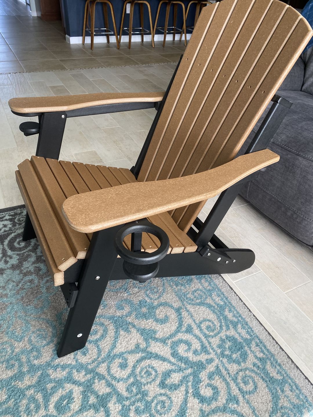 Customer photo review of DuraWeather Poly® King Size Folding Adirondack Chair With Collapsible Cup Holders