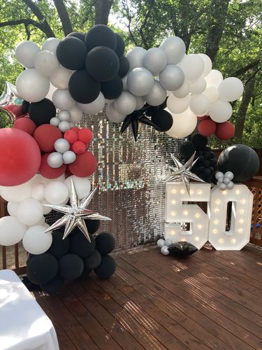 Customer photo review of Silver Shimmer Wall Panels – Easy Setup Wedding/Event/Theme Party Decorations