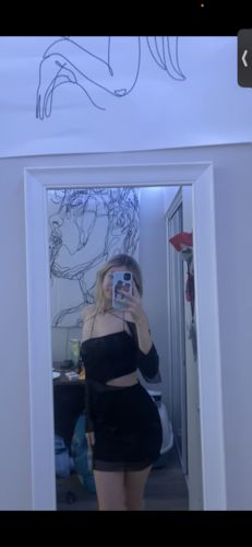 Customer photo review of Mesh long sleeve hollow out asymmetrical dress