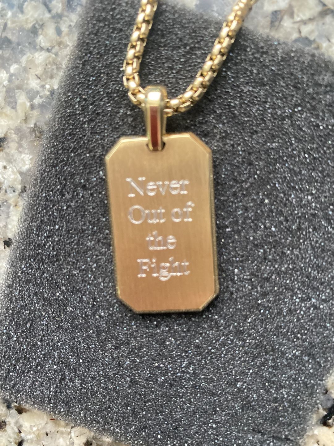 Customer photo review of Engravable Matte Modern Dog Tag