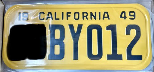 Customer photo review of 1949 CALIFORNIA LICENSE PLATE 6"x14" (351.5mm x 156.5mm)