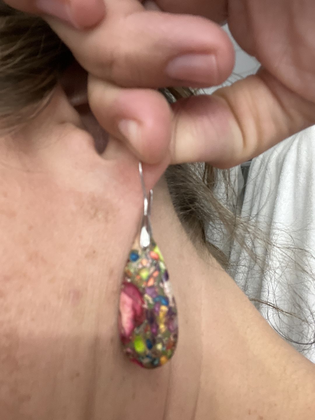 Customer photo review of Intense Jasper Teardrop Earrings