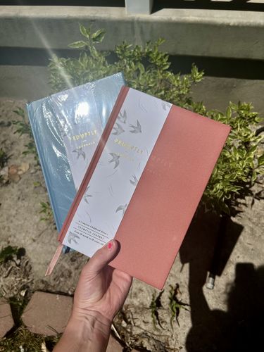 Customer photo review of Childhood History - Dusty Blue Leatherette +Dusty Rose BUNDLE