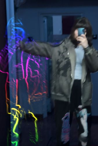 Customer photo review of Harajuku Style Angel Embroidered Zip-Up Jacket