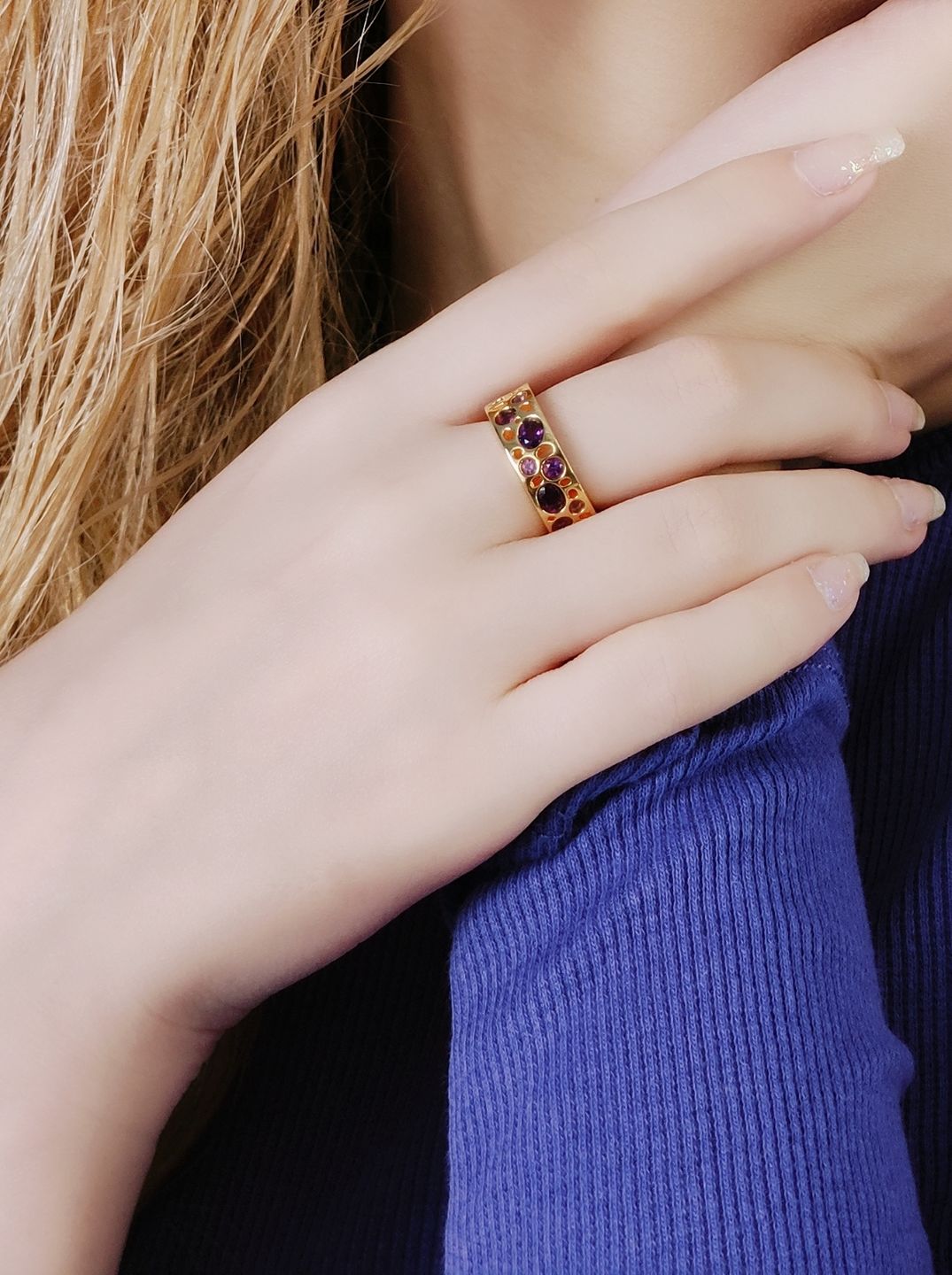 Customer photo review of Amethyst Lattice Band Ring