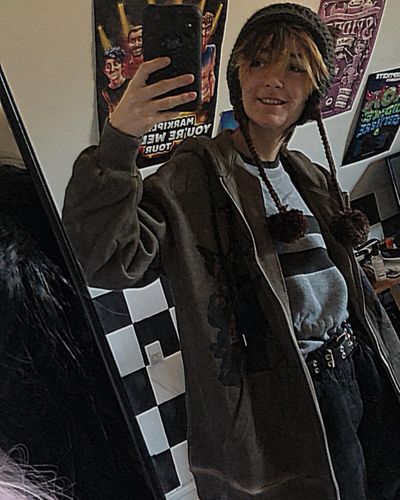 Customer photo review of Harajuku Style Angel Embroidered Zip-Up Jacket