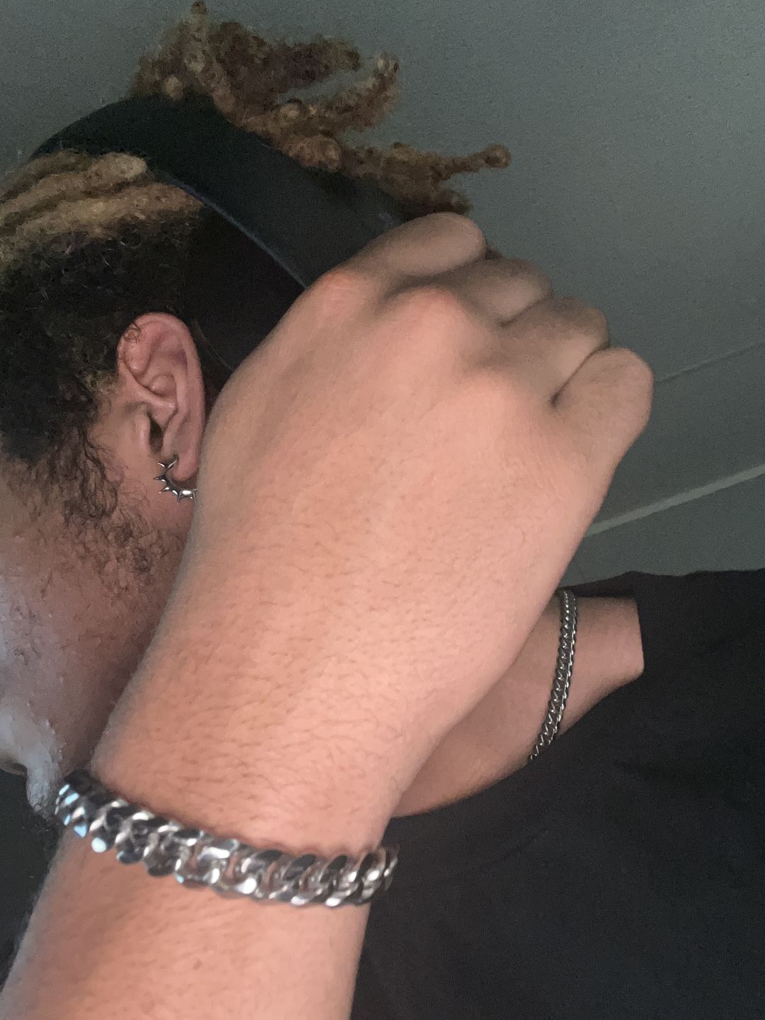 Customer photo review of SPIKED OPEN HOOP EARRING
