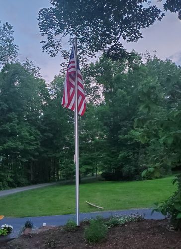 Customer photo review of 15 FT.  Commercial Aluminum Flagpole with External Rope Halyard Rated At 120 mph
