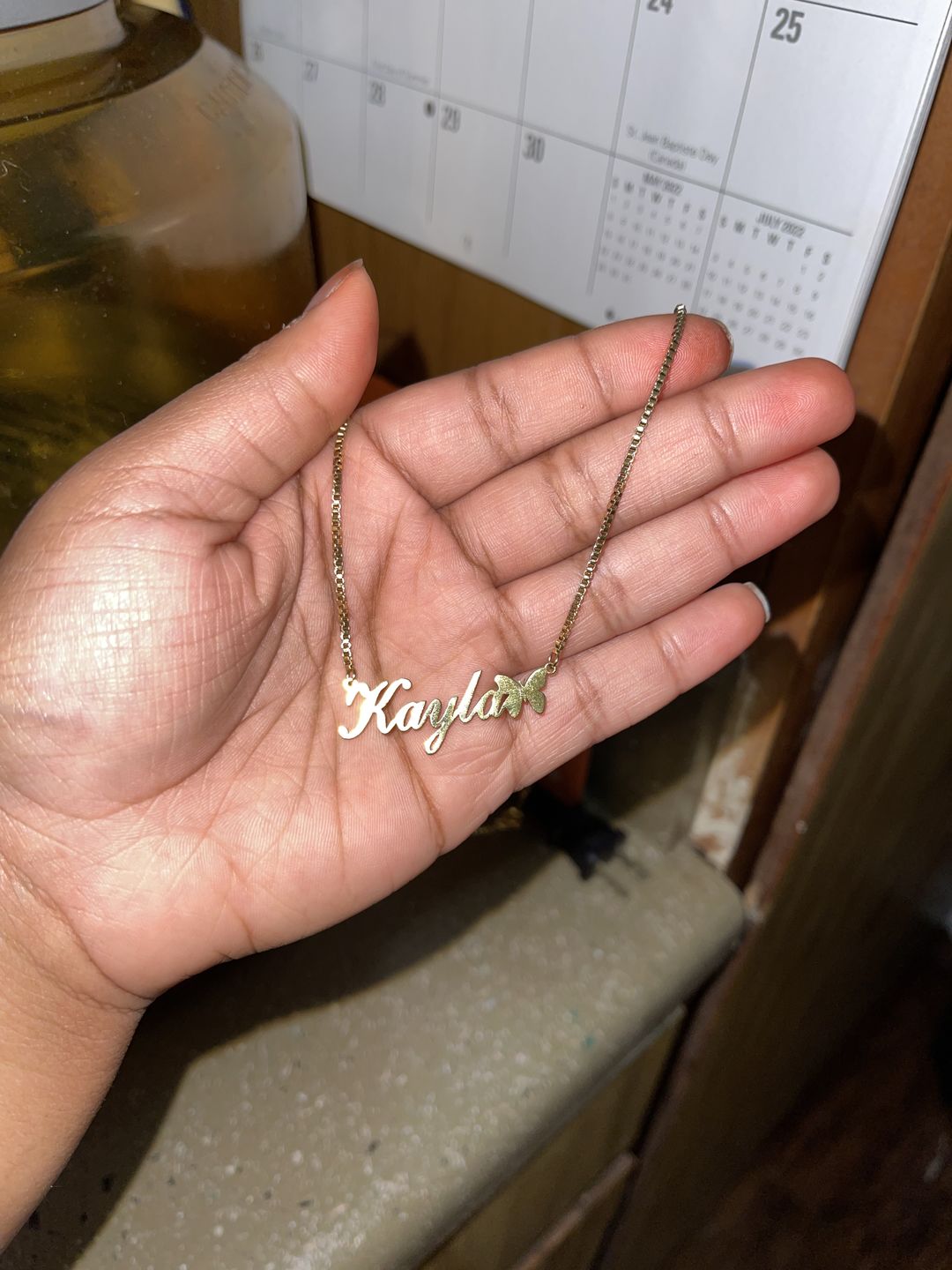 Customer photo review of Butterfly Name Necklace