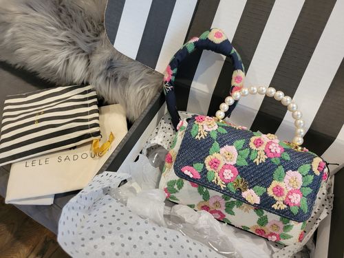 Customer photo review of MIDNIGHT BOUQUET TABITHA EMBROIDERY TOP HANDLE HANDBAG