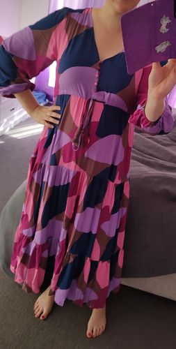 Customer photo review of Harlow Long Sleeve Print Midi Dress