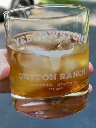 Customer photo review of Yellowstone Dutton Ranch Bozeman Montana - Old Fashioned Whiskey Rocks Bourbon Glass
