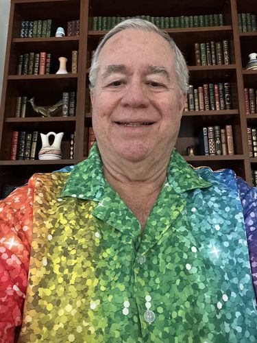 Customer photo review of Rainbow Glitter Print Men's Short Sleeve Shirt