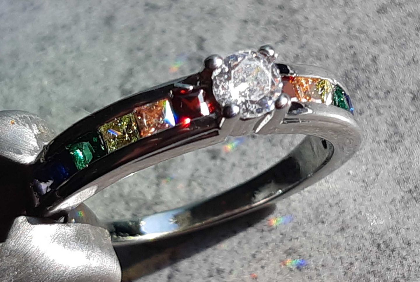 Customer photo review of 925 Sterling Silver Rainbow Promise Ring