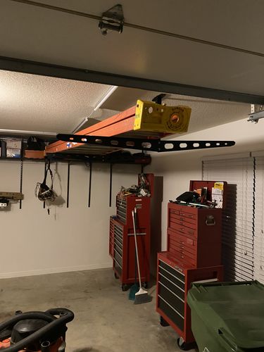 Customer photo review of Kayak Ceiling Mounted Storage Rack