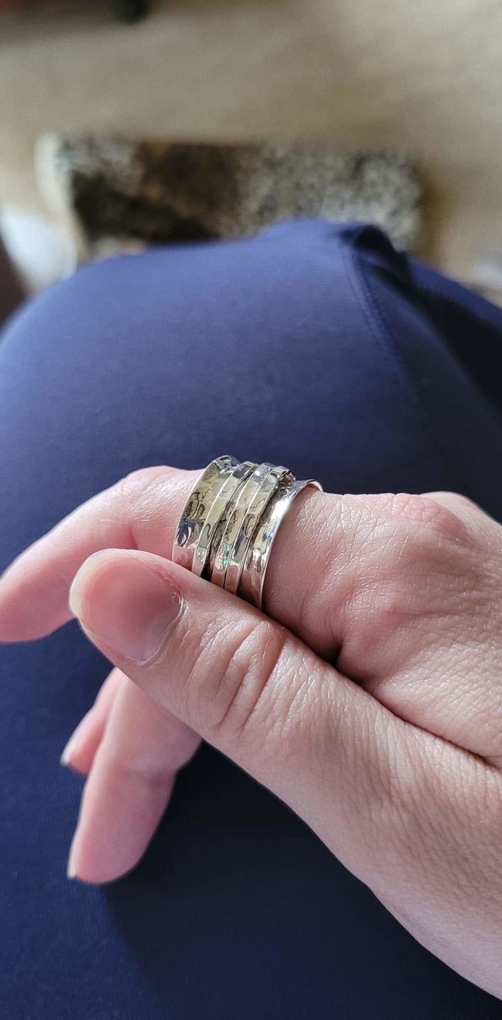 Customer photo review of Wide Band Silver Spinner Ring
