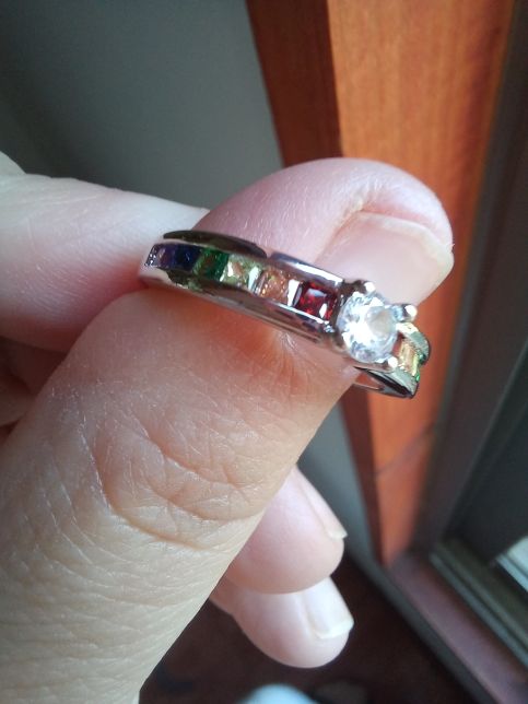 Customer photo review of 925 Sterling Silver Rainbow Promise Ring
