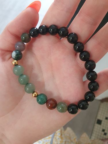 Customer photo review of Bracelet "Abondance" en Onyx, Agate indienne et Aventurine verte