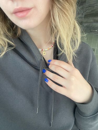 Customer photo review of Colorful Beads Initial Choker '18k Gold Plated'