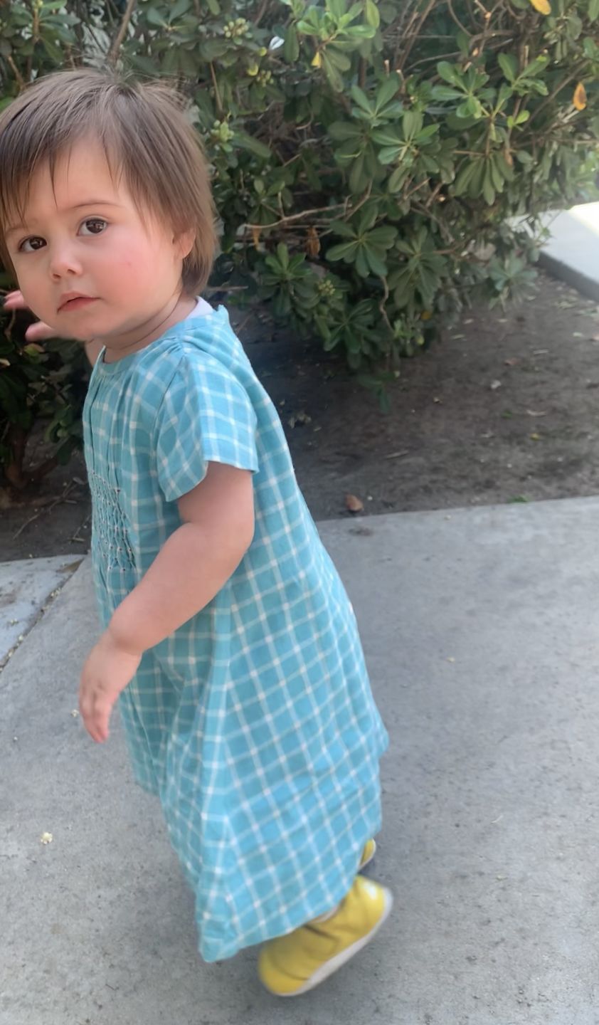 Customer photo review of Blue Sky Check Smocked Floaty Dress