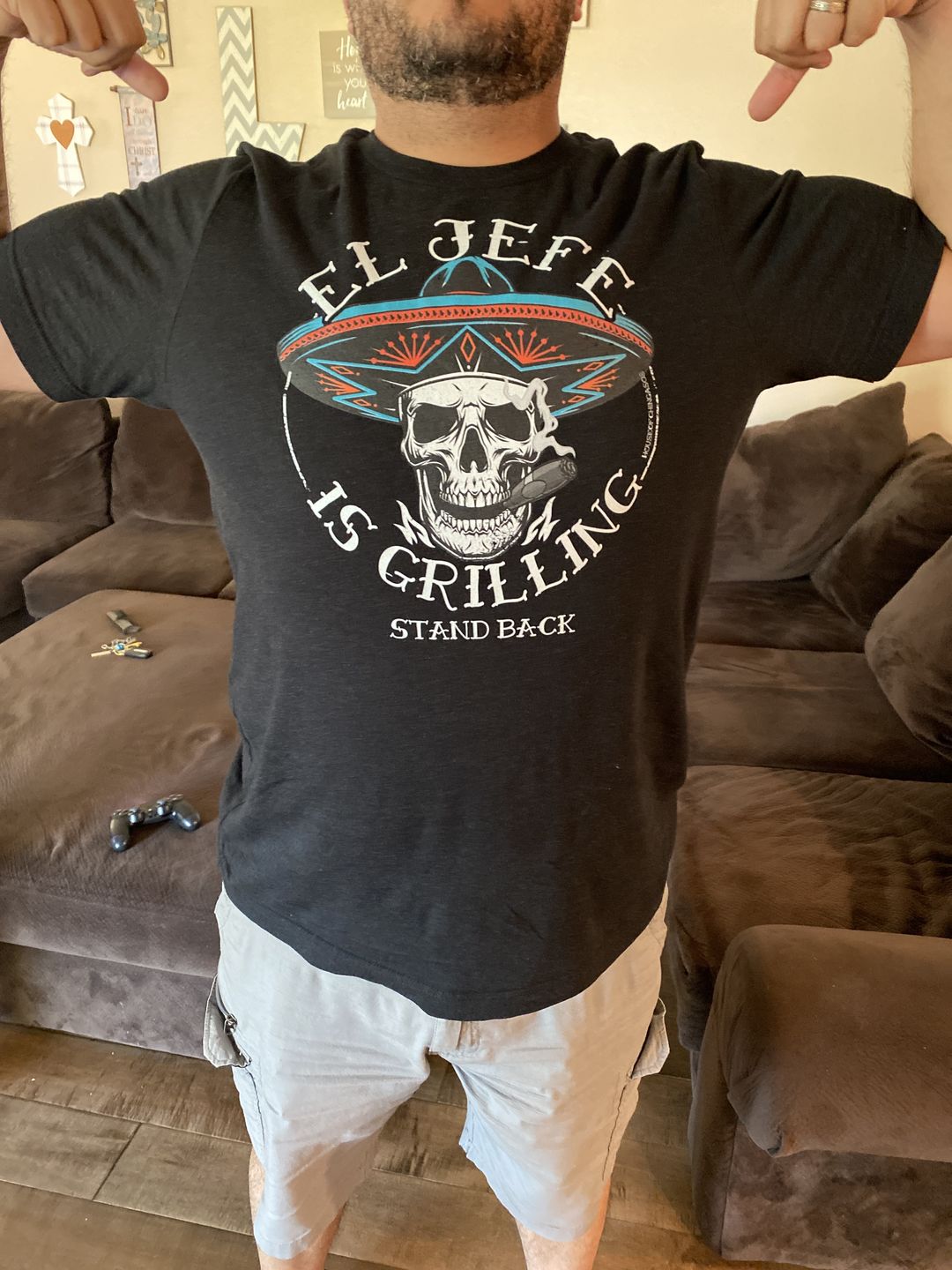 Customer photo review of Premium El Jefe Is Grilling OG Greaser Tee