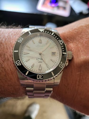 Customer photo review of Aquacy 1769 Hei Matau Men's Automatic 300M White Diver MOP Watch ETA 2824 1769.WMP.B.S.ET