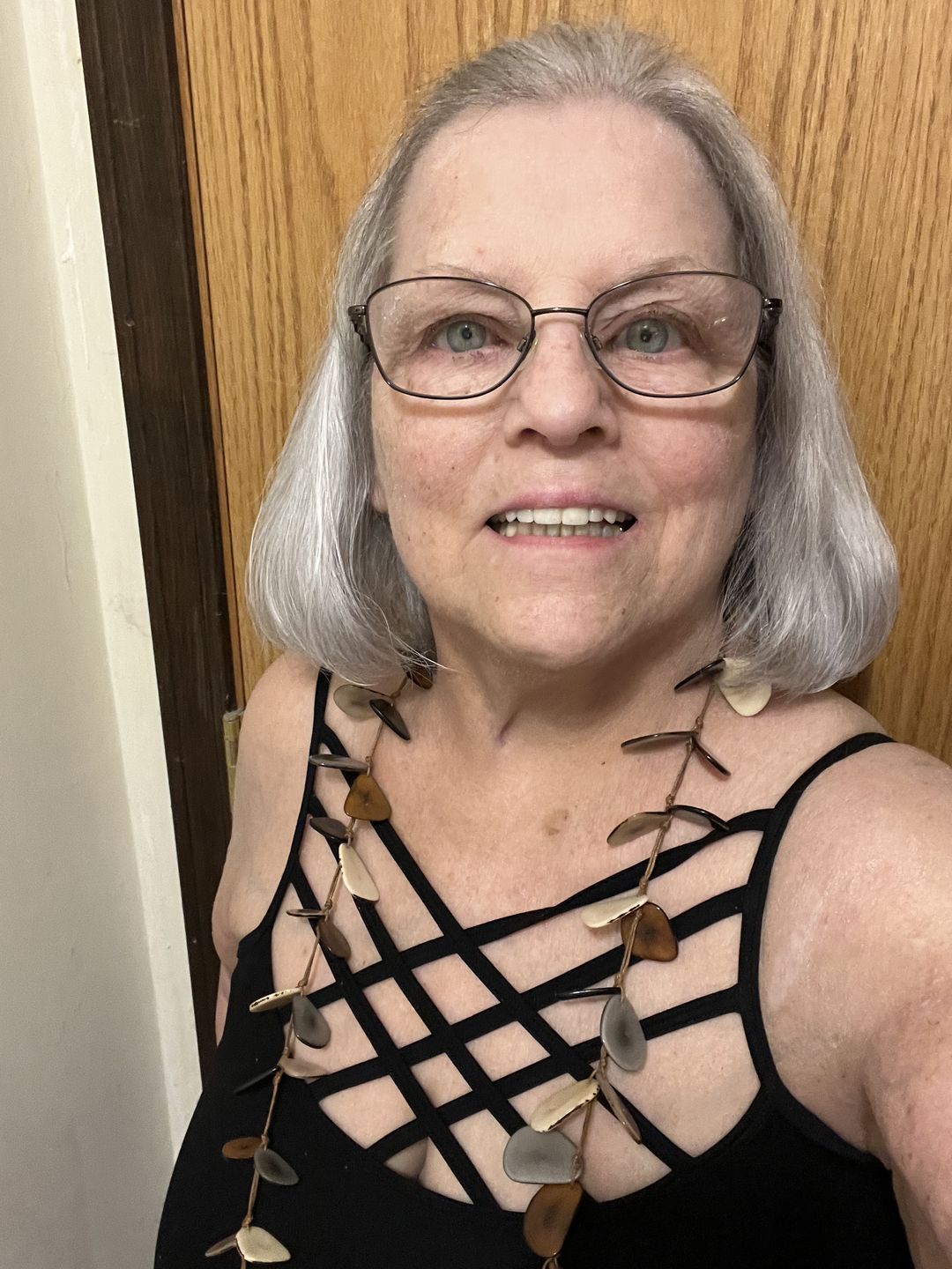 Customer photo review of Tagua Slice Necklace