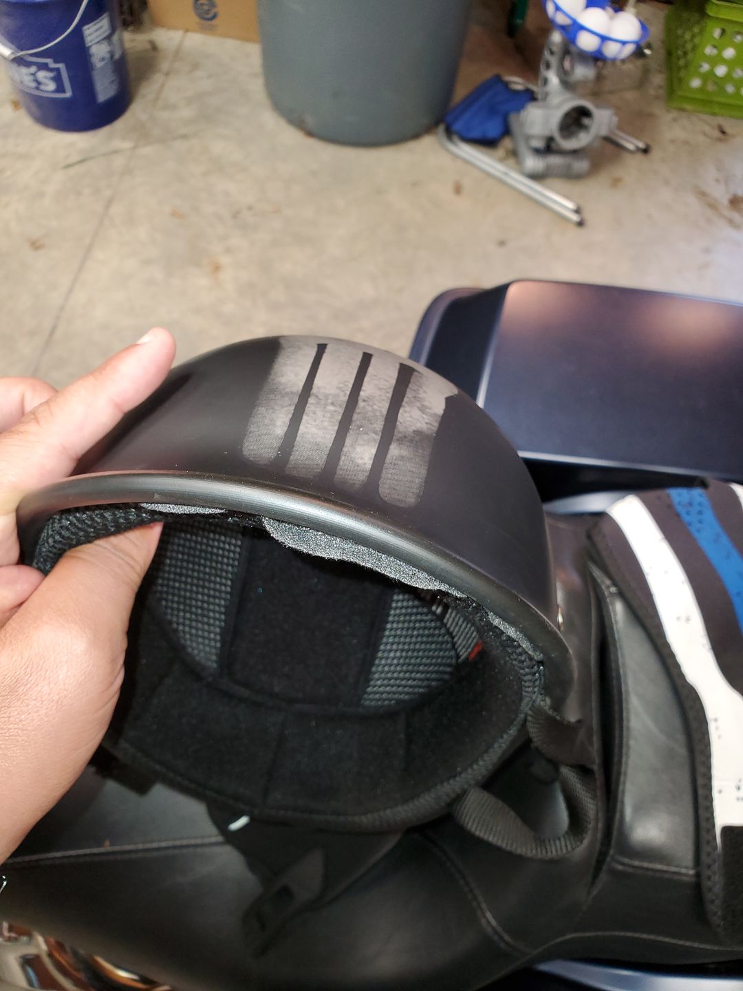 Customer photo review of Low Profile Reversible DOT Polo Helmet / Punisher