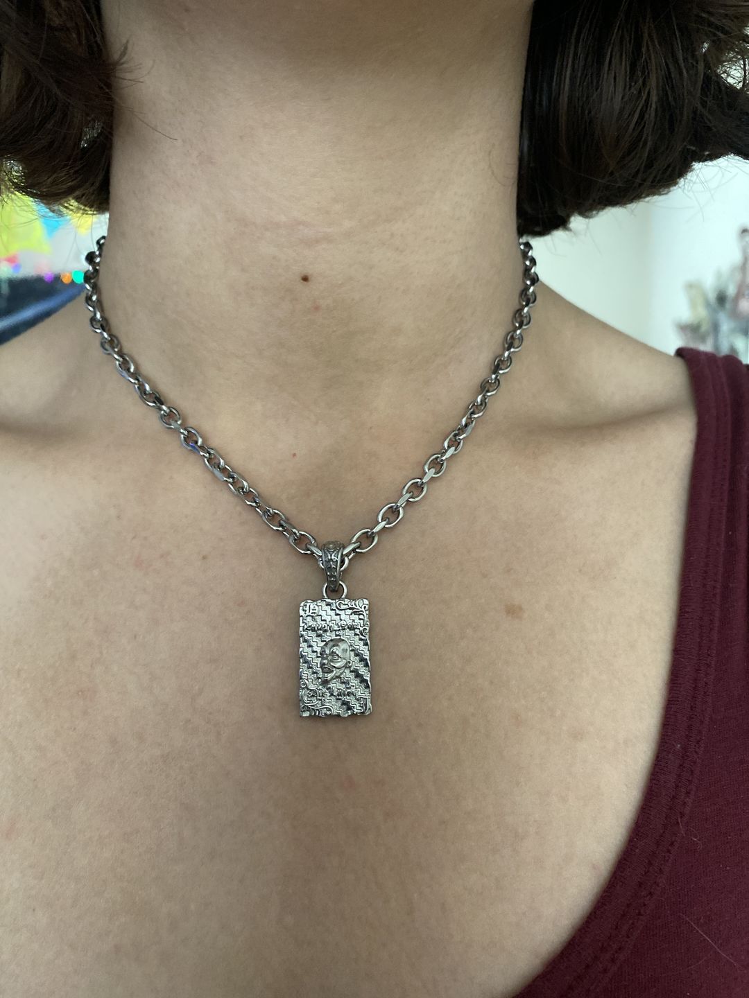 Customer photo review of LAUGH NOW, DIE LATER PENDANT