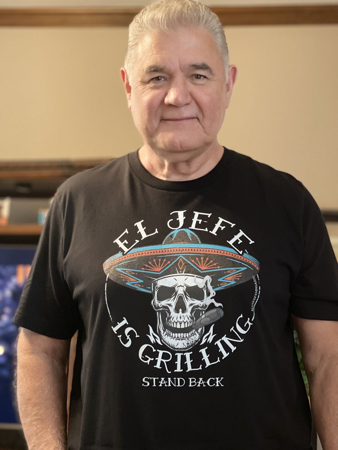 Customer photo review of Premium El Jefe Is Grilling OG Greaser Tee