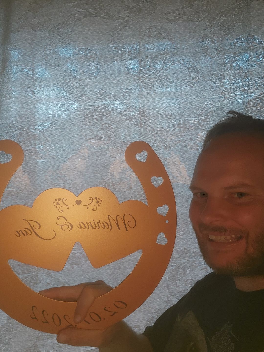 Customer photo review of Glückshufeisen aus edlem Stahl noble Design (personalisierbar) - ausgefallenes Hochzeitsgeschenk