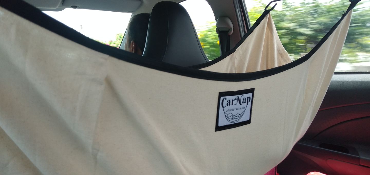 Customer photo review of CarNap - Portable Car Hammock for 0 to 2.5 year baby | with Adjustble Belt, Hammock Cloth, Hangers and Carry Bag