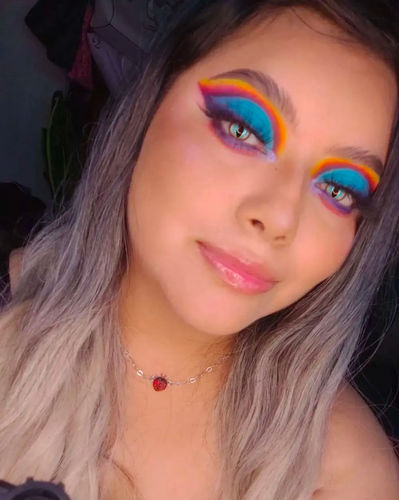 Customer photo review of Sexy Cat Eye Blue Colored Contact Lenses