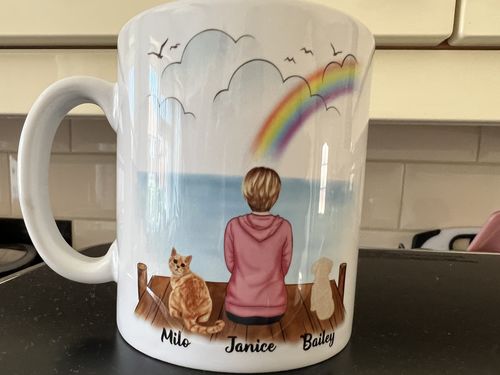 Customer photo review of Woman & Cats Mug - Life is better with a Cat -Personalised Mug